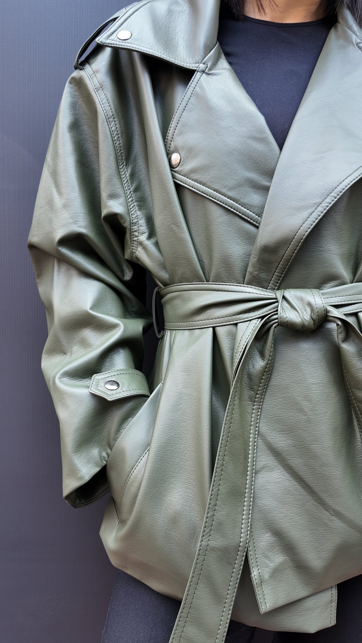 Chaqueta Biker Bow Verde - PREVENTA