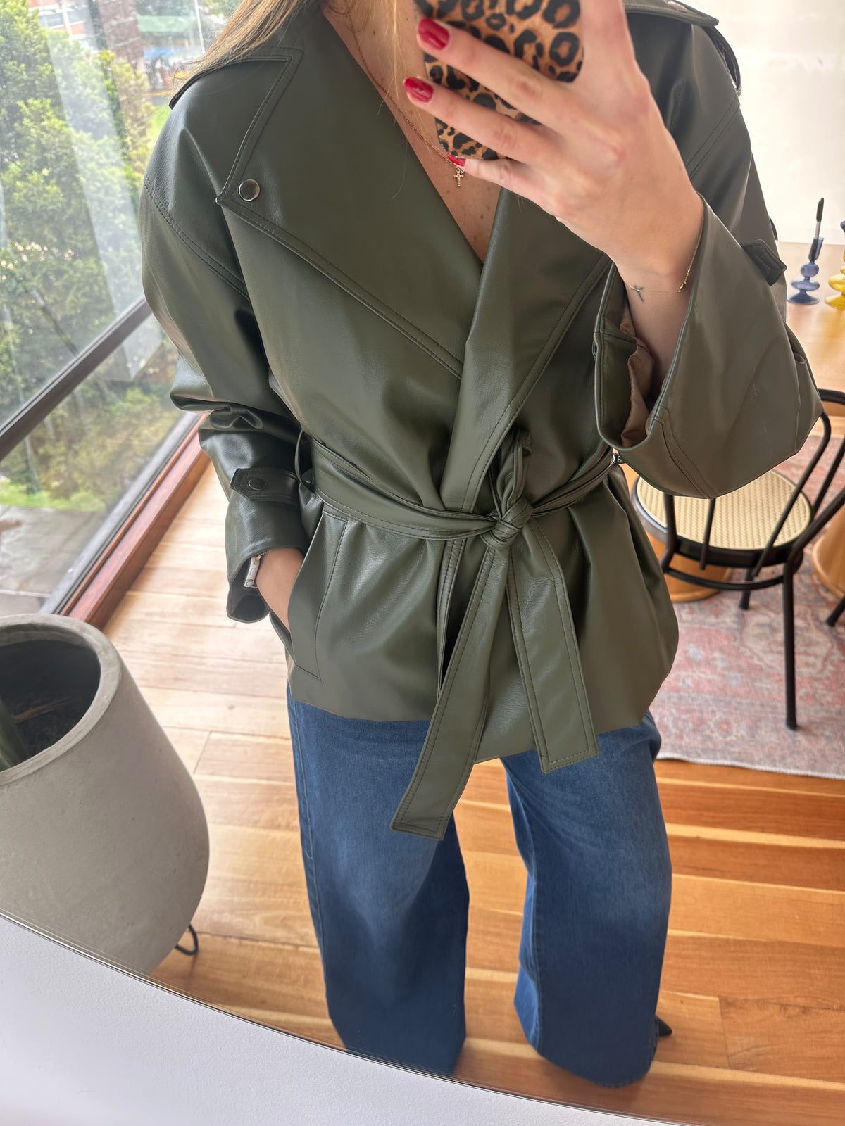 Chaqueta Biker Bow Verde - PREVENTA