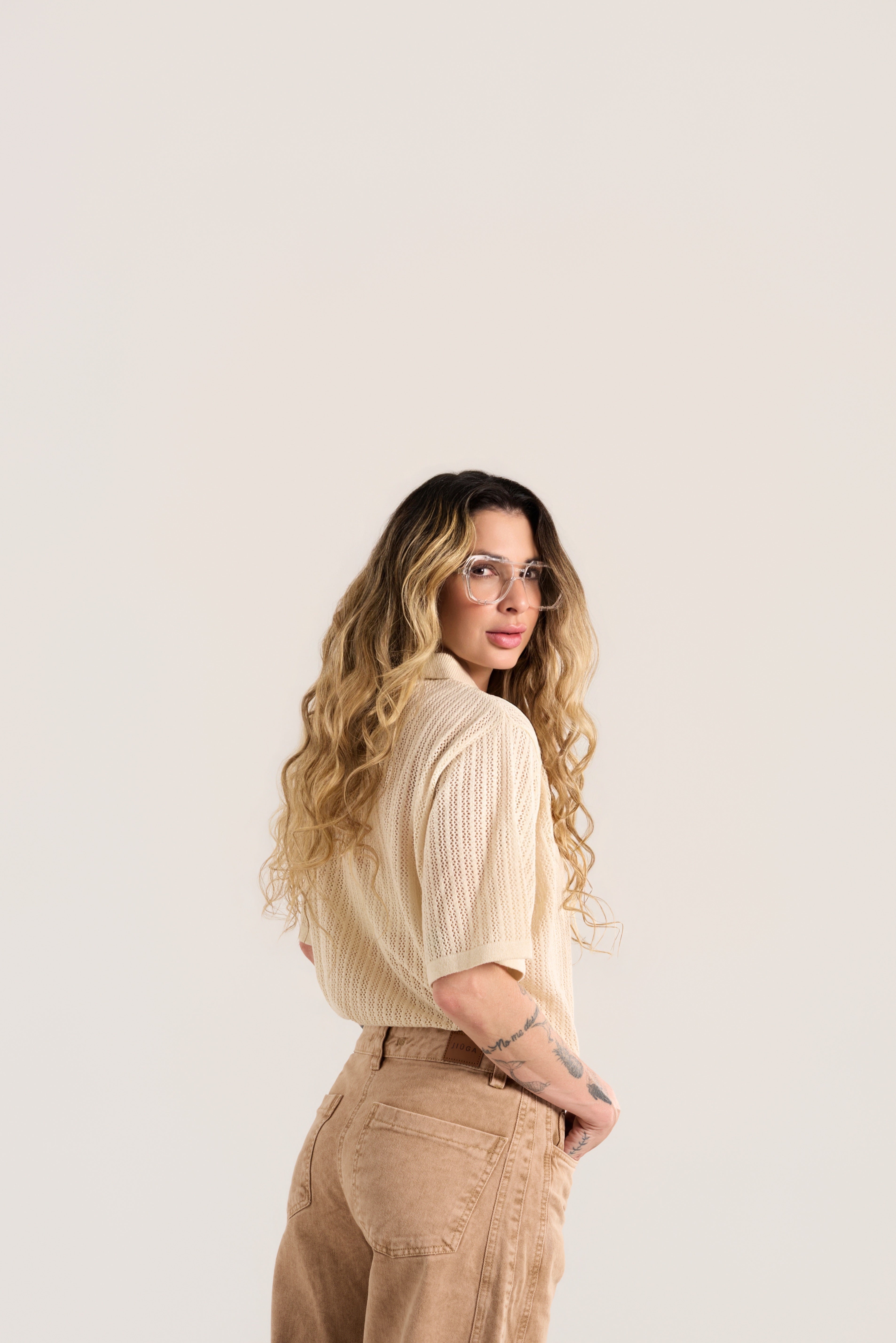 Camisa Polo Tejida Crudo