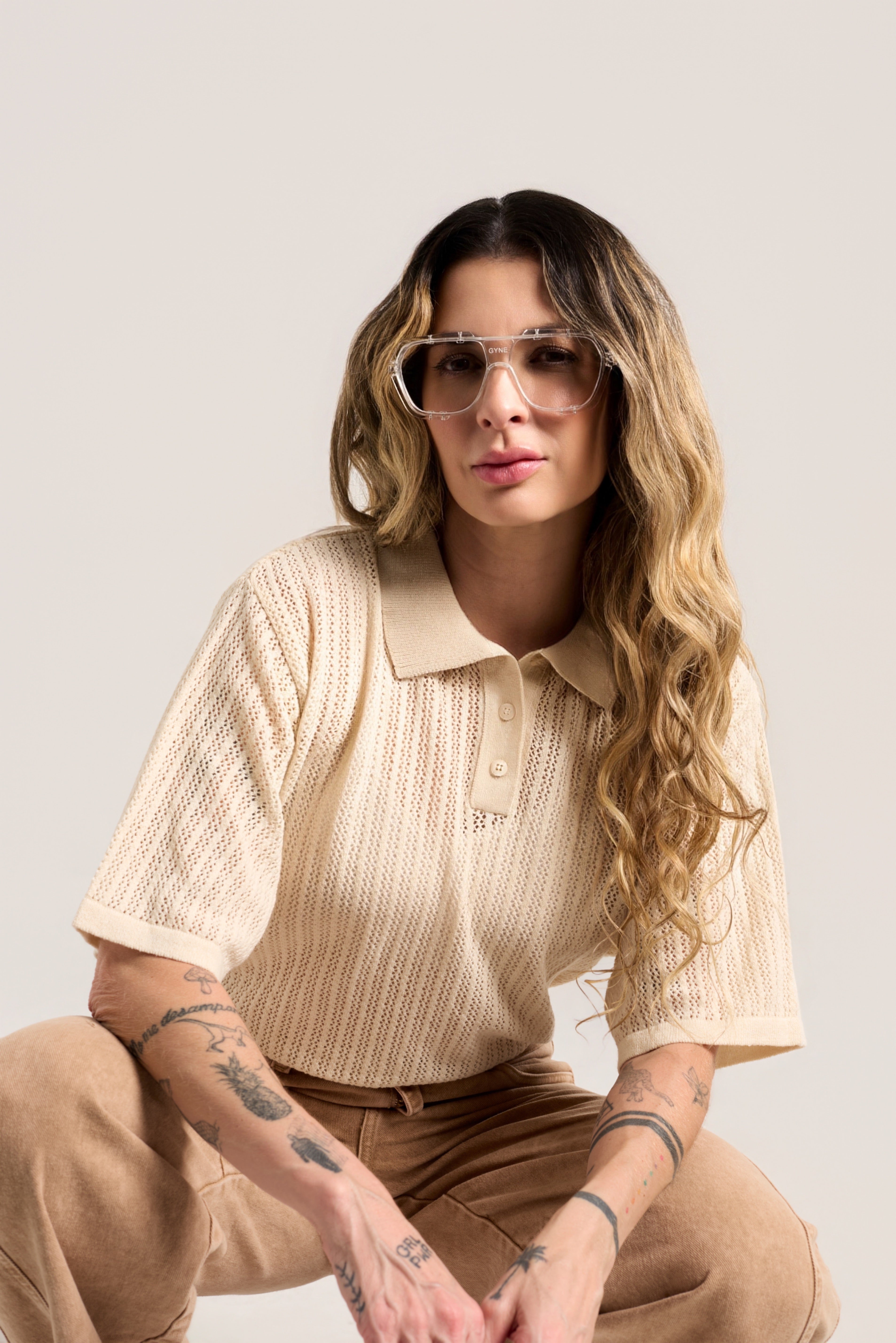 Camisa Polo Tejida Crudo
