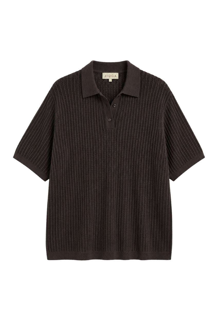 Camisa Polo Tejida Café
