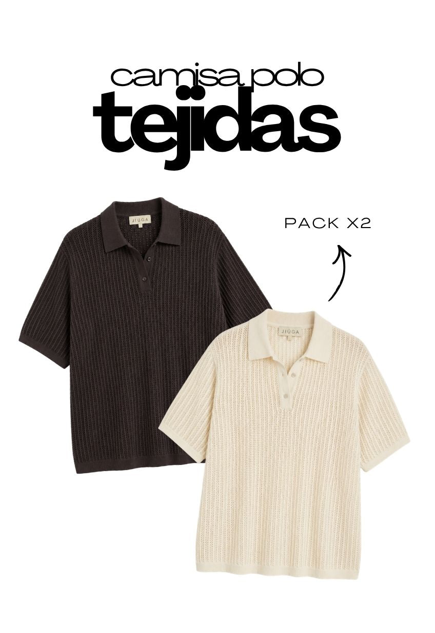 Pack Camisa Tejida Polo x Cafe / Crudo