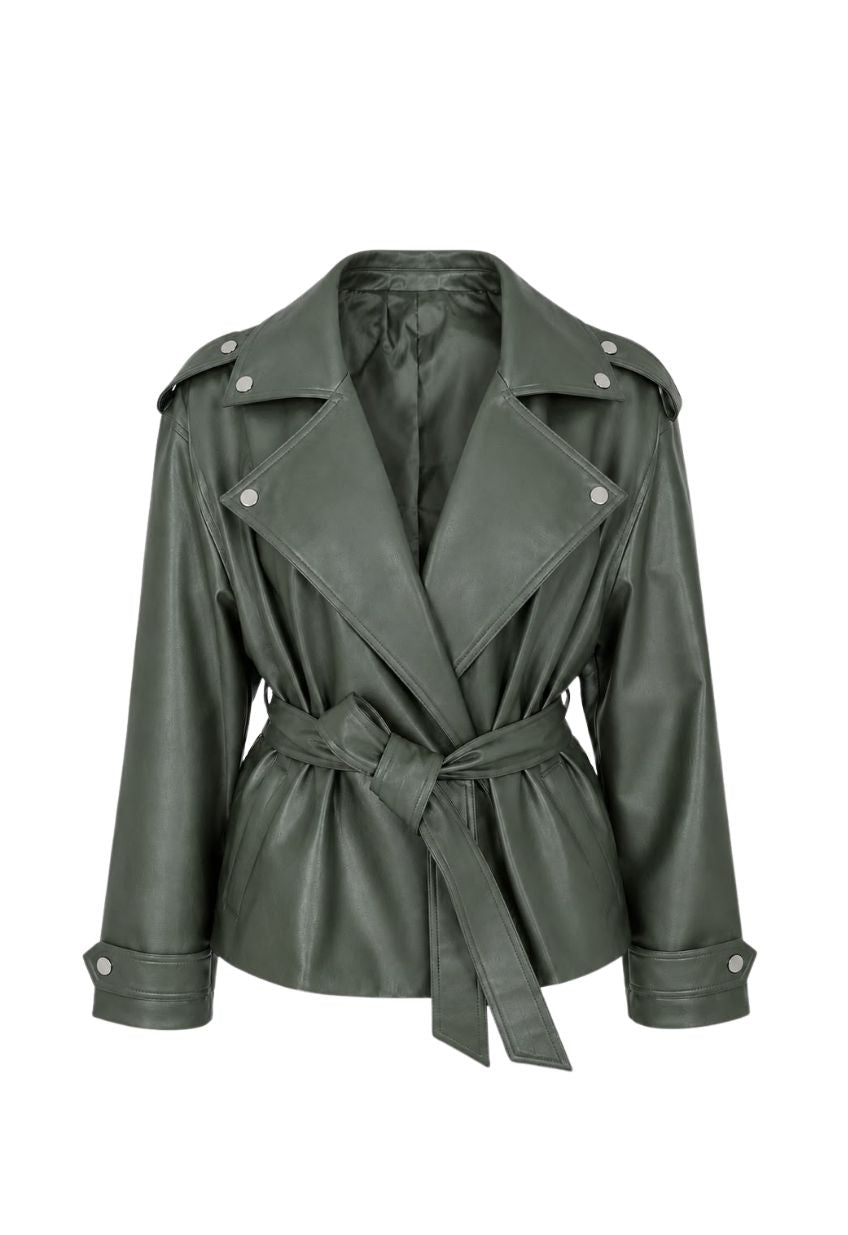 Chaqueta Biker Bow Verde - PREVENTA