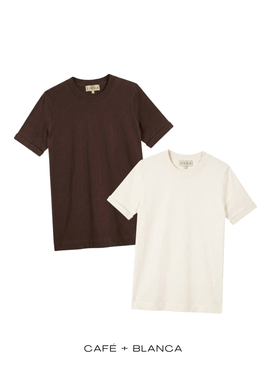 Pack Camisetas x Cafe Oscuro / Blanca Multicolor Talla única