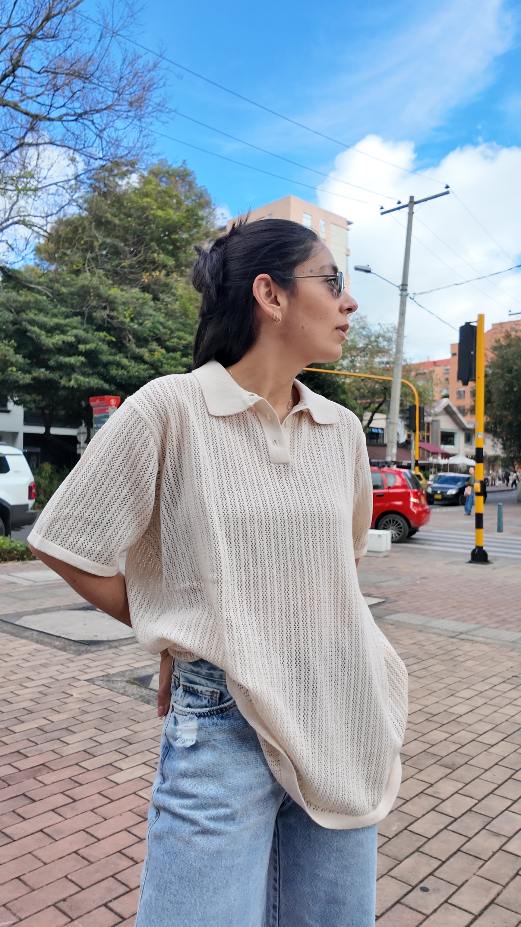 Camisa Polo Tejida Crudo