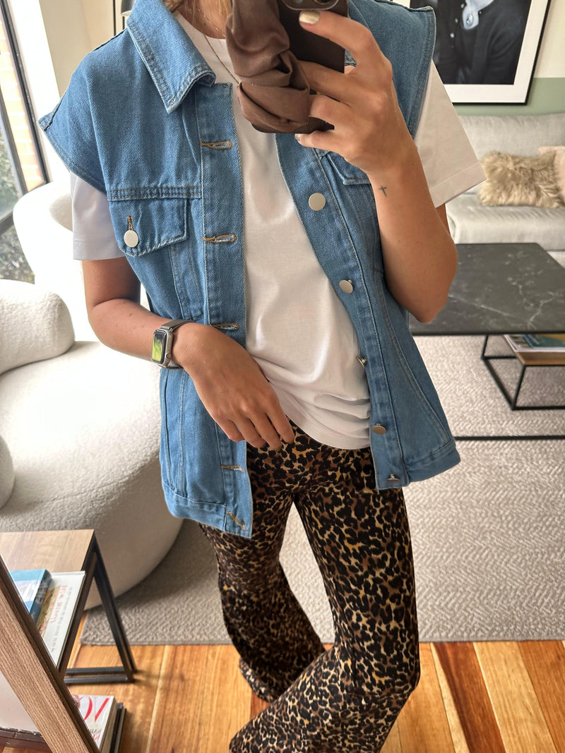 Chaleco Jean Vintage Azul Medio