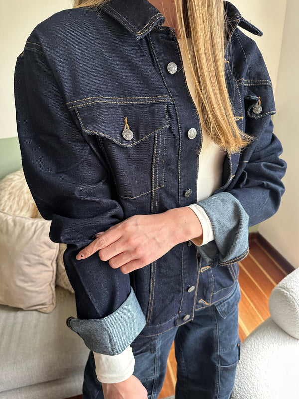Chaqueta Jean Vintage azul oscuro