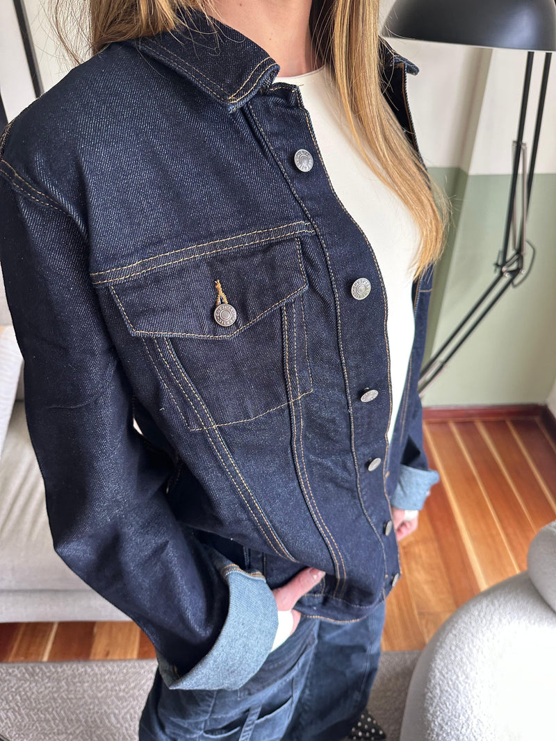 Chaqueta Jean Vintage azul oscuro