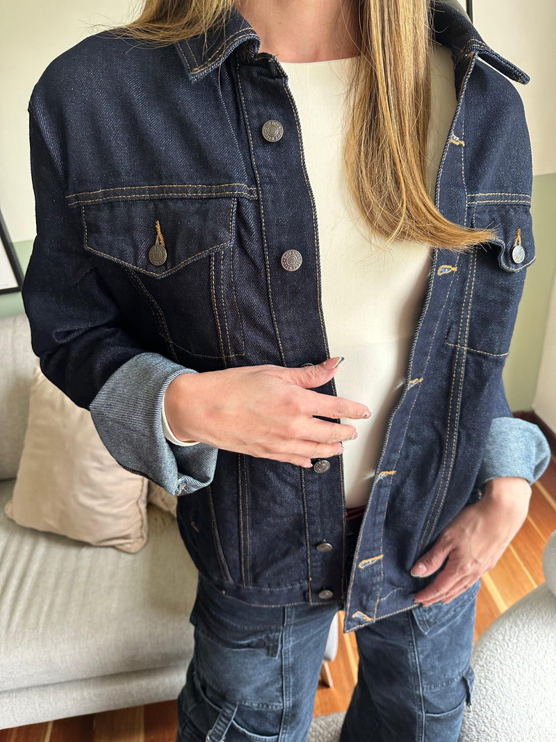 Chaqueta Jean Vintage azul oscuro