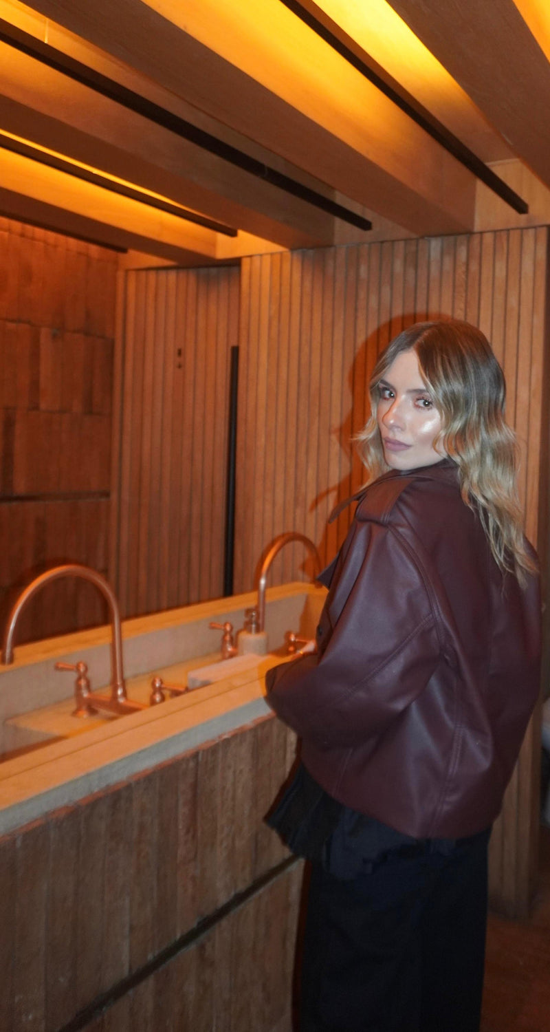 Chaqueta Biker Borgoña