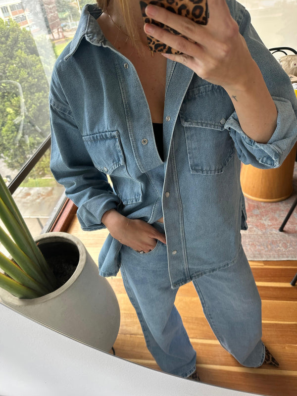 Camisa Jean Vintage Azul claro