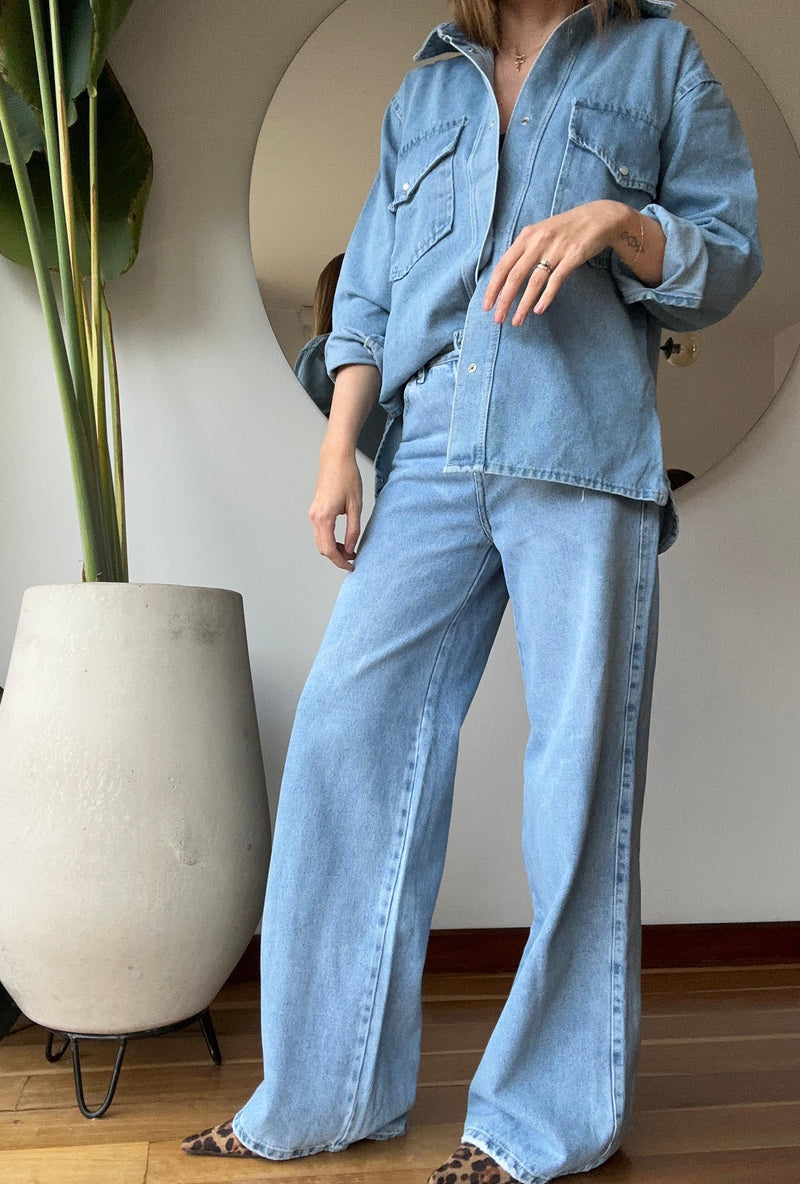 Camisa Jean Vintage Azul claro