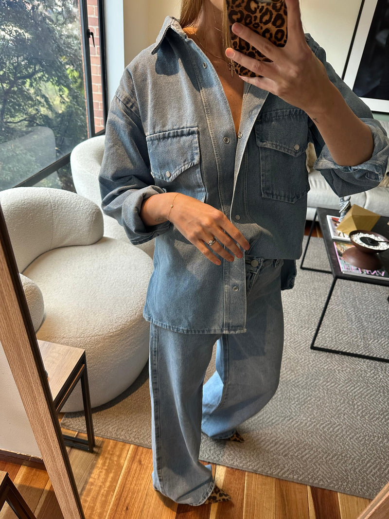 Camisa Jean Vintage Azul claro