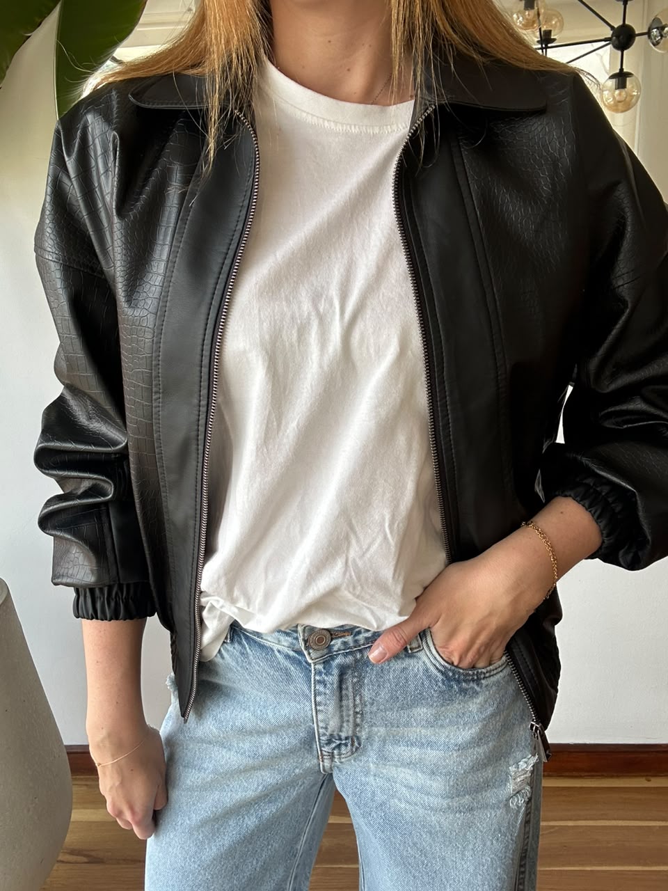 Chaqueta Cuerina Textura Cocodrilo