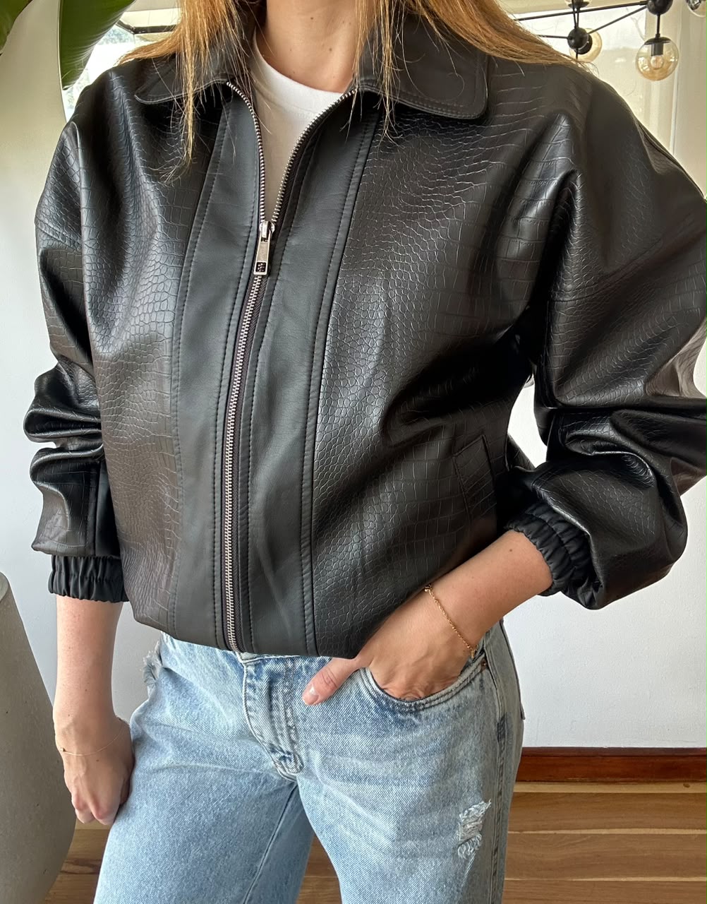 Chaqueta Cuerina Textura Cocodrilo