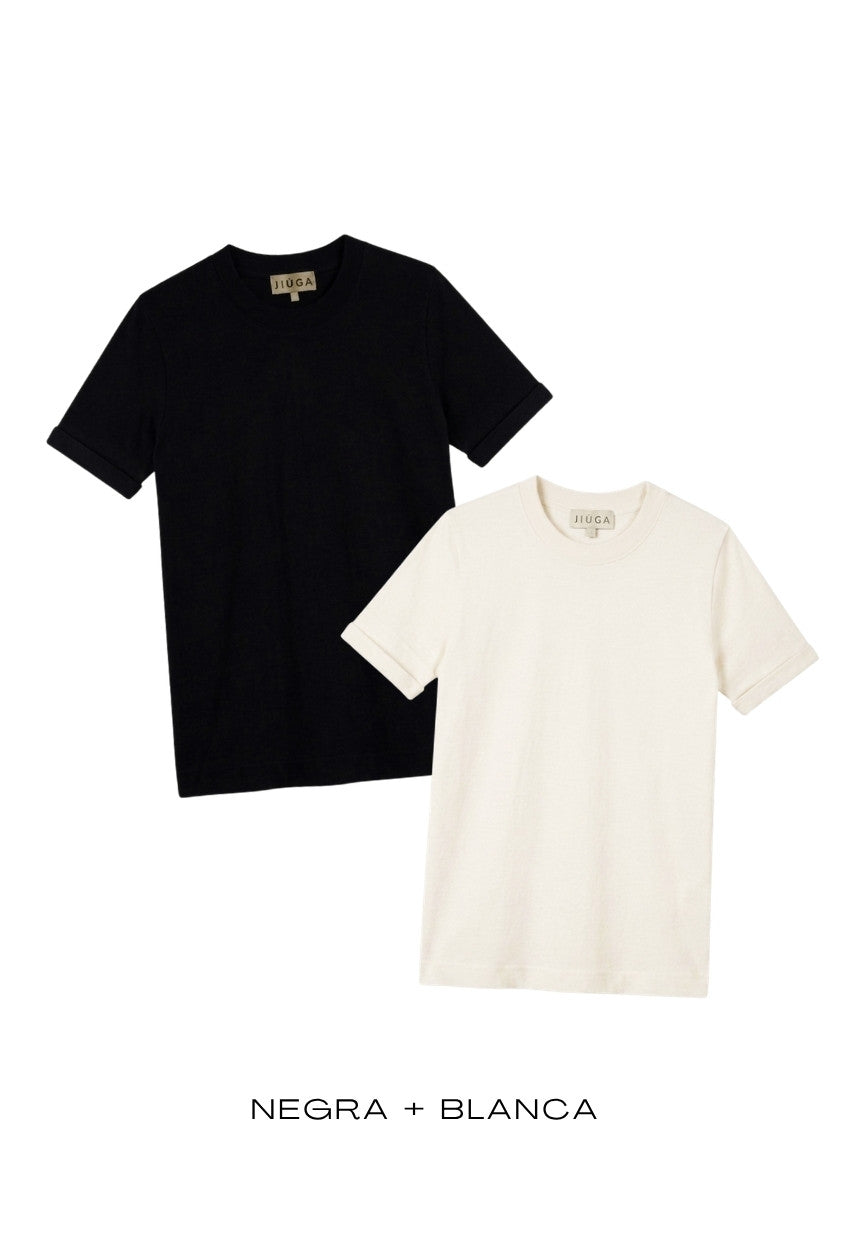 Pack Camisetas x Blanca / Negra Multicolor Talla única