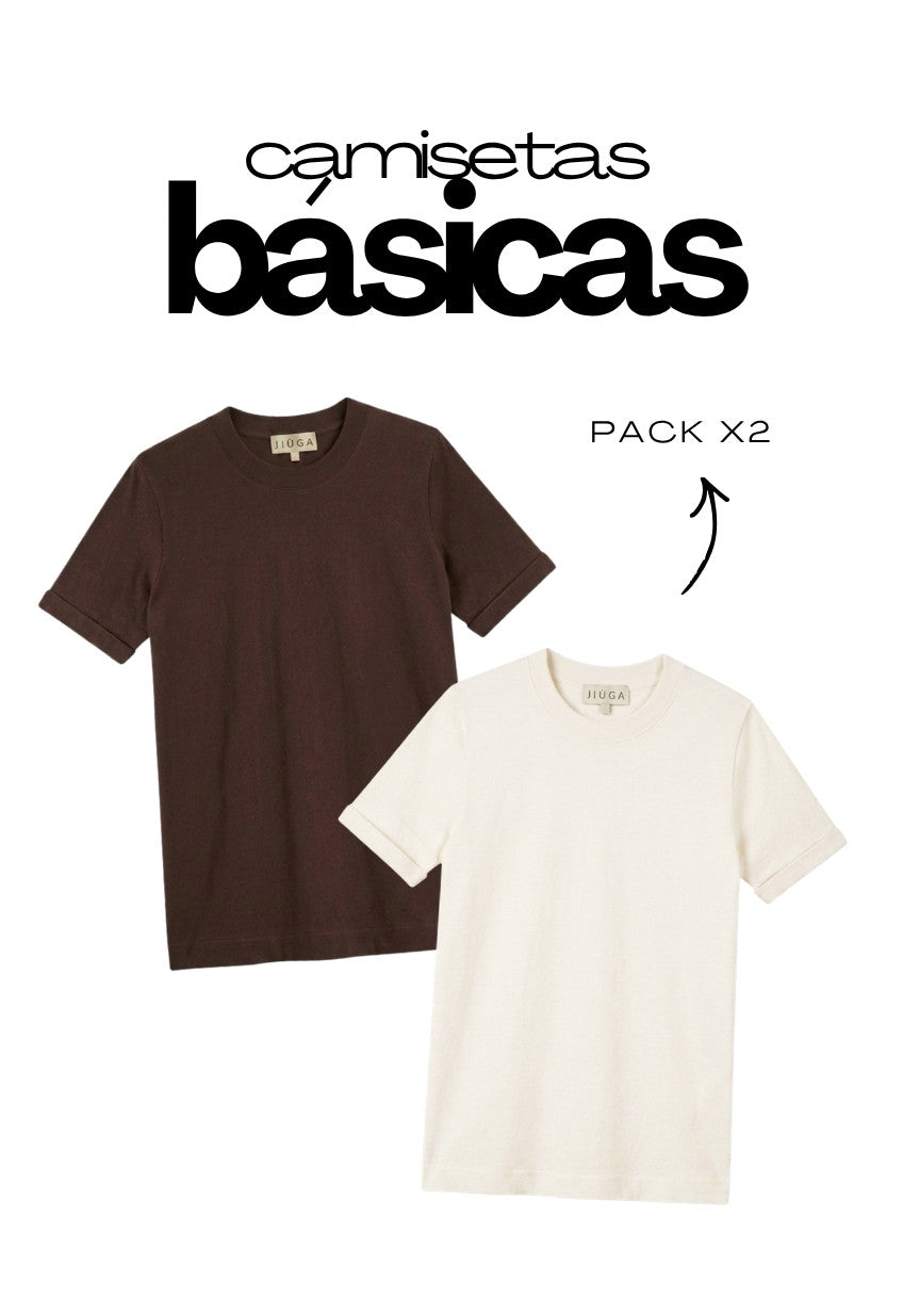 Pack Camisetas x Blanca / Cafe Oscuro